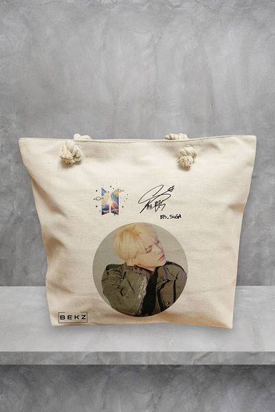BEKZ Geanta de plaja, model BTS Suga, 40x51 cm, Crem, BEKZ®