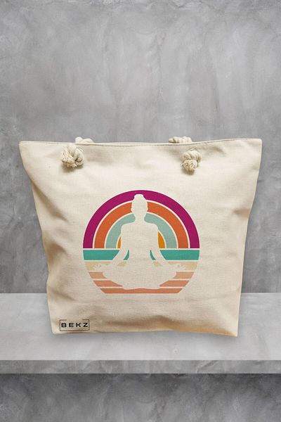 BEKZ Geanta de plaja Yoga 17, 40x51 cm, Crem, BEKZ®