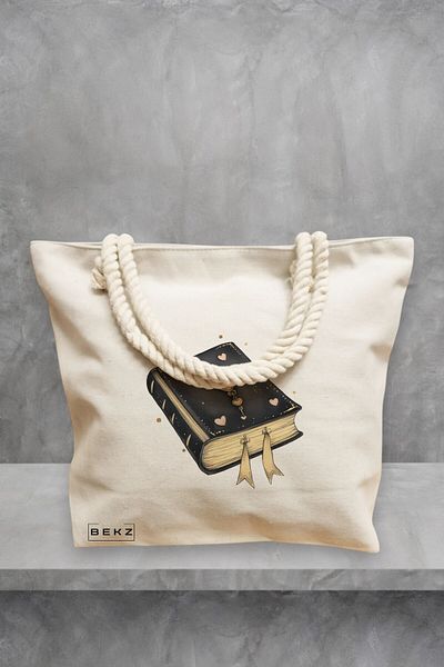 BEKZ Geanta de plaja, model Books 26, 40x51 cm, Crem, BEKZ®