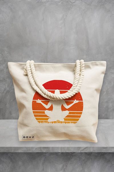 BEKZ Geanta de plaja Yoga 11, 40x51 cm, Crem, BEKZ®