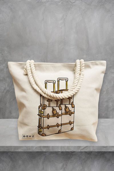 BEKZ Geanta de plaja Travel Girl 17, 40x51 cm, Crem, BEKZ®