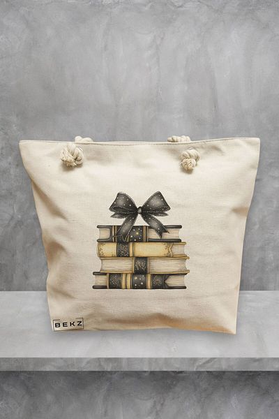 BEKZ Geanta de plaja, model Books 16, 40x51 cm, Crem, BEKZ®