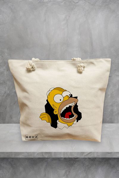 BEKZ Geanta de plaja, model Homer, 40x51 cm, Crem, BEKZ®
