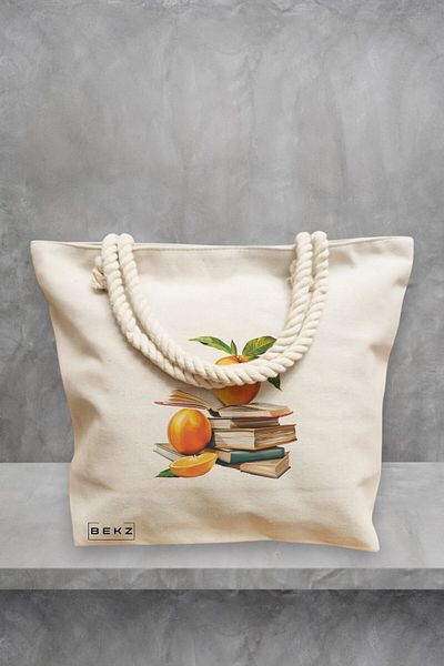 BEKZ Geanta de plaja, model Books 6, 40x51 cm, Crem, BEKZ®