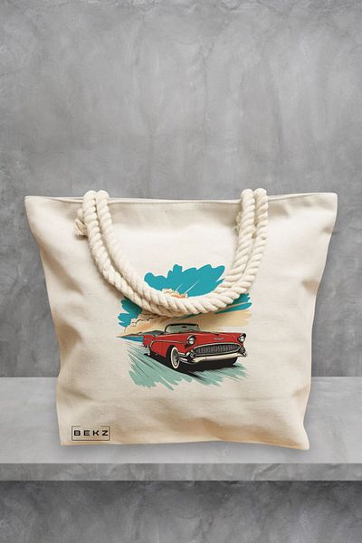 BEKZ Geanta de plaja, model The Cruiser, 40x51 cm, Crem, BEKZ®