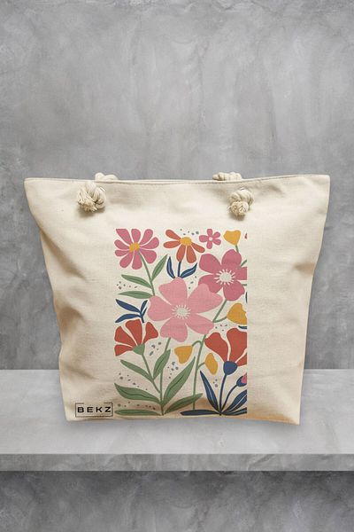 BEKZ Geanta de plaja Boho Style 16, 40x51 cm, Crem, BEKZ®