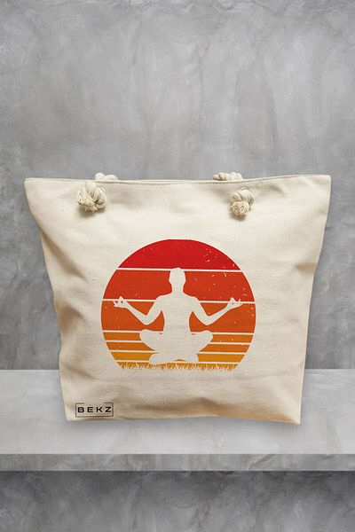 BEKZ Geanta de plaja Yoga 11, 40x51 cm, Crem, BEKZ®