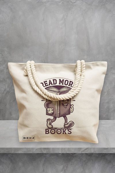 BEKZ Geanta de plaja, model Read more books, 40x51 cm, Crem, BEKZ®