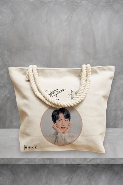BEKZ Geanta de plaja, model BTS Jin, 40x51 cm, Crem, BEKZ®