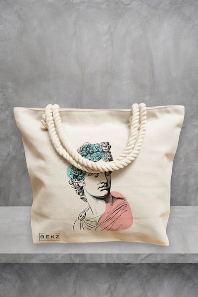 BEKZ Beach Tote Bag, Modern Classic Statue model, 40x51 cm, Cream, BEKZ®