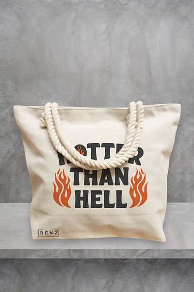 BEKZ Geanta de plaja, model Hotter Then Hell, 40x51 cm, Crem, BEKZ®