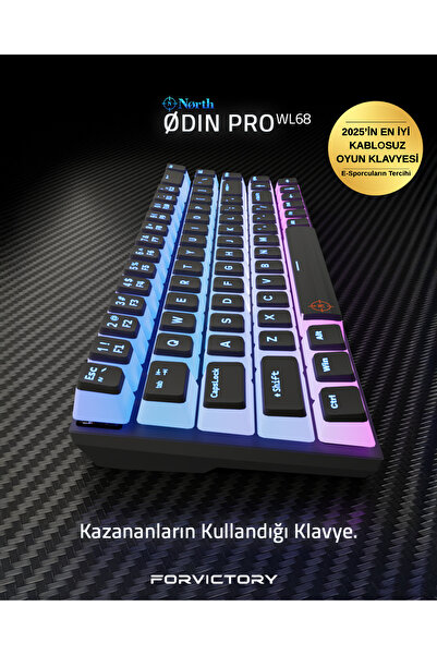 Genel Markalar Odin PRO WL68 LightCore Kablosuz Bluetooth RGB Red Switch Türkçe Mekanik Gaming Klavye