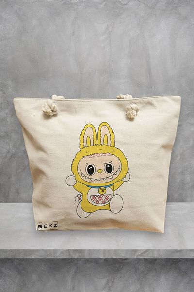 BEKZ Geanta de plaja, model Labubu 13, 40x51 cm, Crem, BEKZ®