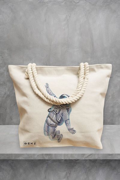 BEKZ Geanta de plaja, model Astronaut, 40x51 cm, Crem, BEKZ®