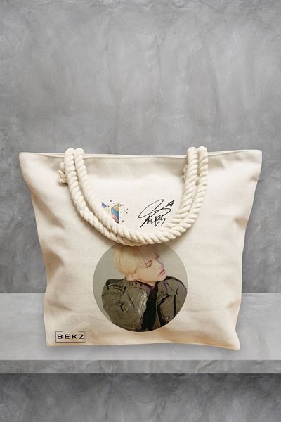 BEKZ Geanta de plaja, model BTS Suga, 40x51 cm, Crem, BEKZ®