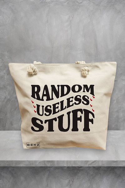 BEKZ Geanta de plaja, model Random useless stuff, 40x51 cm, Crem, BEKZ®