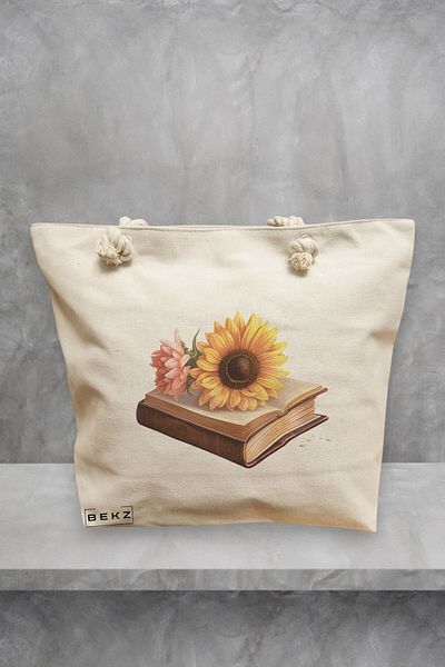 BEKZ Geanta de plaja, model Books 35, 40x51 cm, Crem, BEKZ®