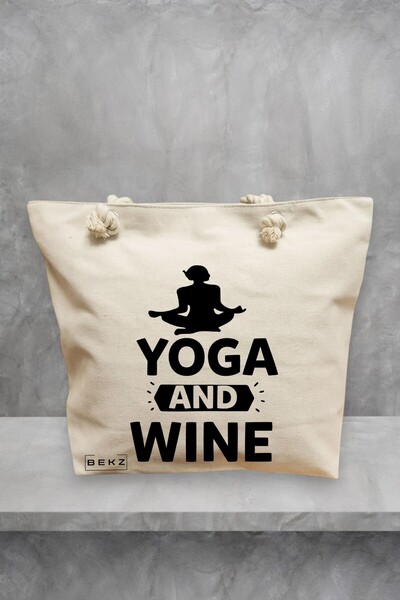 BEKZ Τσάντα παραλίας γιόγκα και κρασιού, 40x51 εκ., κρεμ, BEKZ®