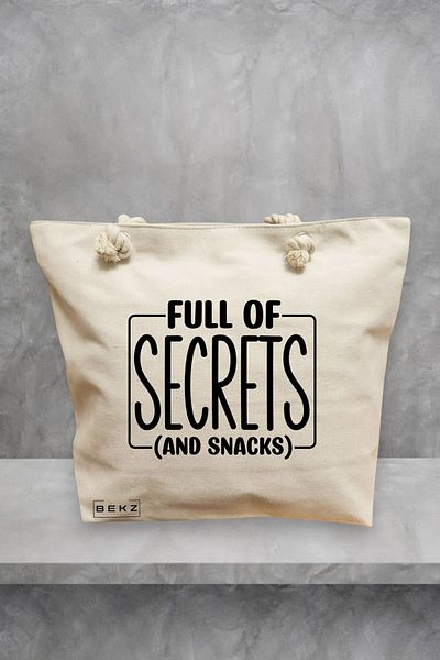 BEKZ Geanta de plaja, model Full of secrects and snacks, 40x51 cm, Crem, BEKZ®