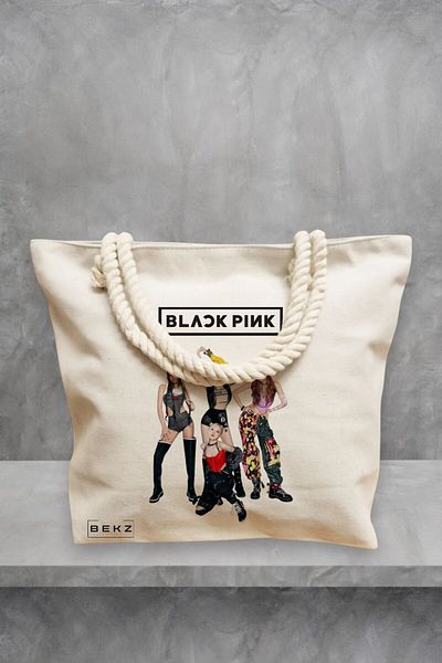 BEKZ Geanta de plaja, model Blackpink 5, 40x51 cm, Crem, BEKZ®