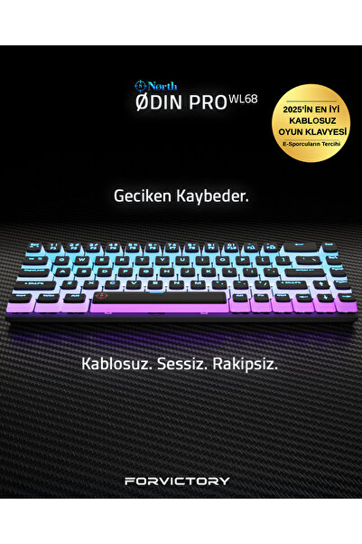 Genel Markalar Odin PRO WL68 LightCore Kablosuz Bluetooth RGB Red Switch Türkçe Mekanik Gaming Klavye