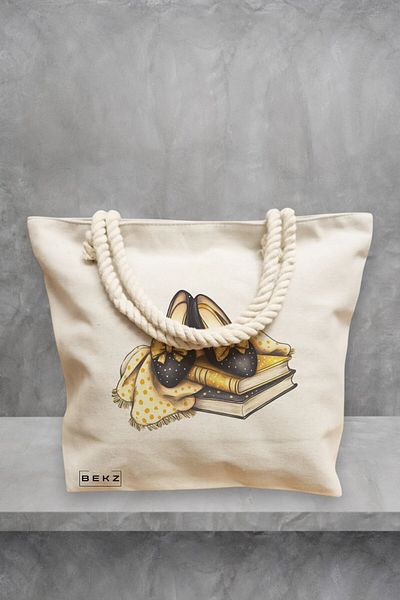 BEKZ Geanta de plaja, model Books 23, 40x51 cm, Crem, BEKZ®