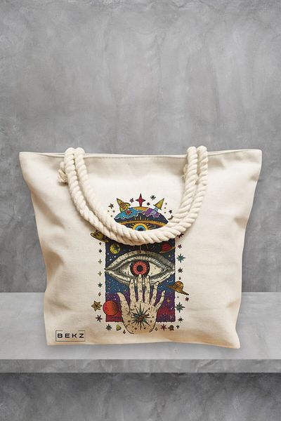BEKZ Geanta de plaja Energy Mood 4, 40x51 cm, Crem, BEKZ®