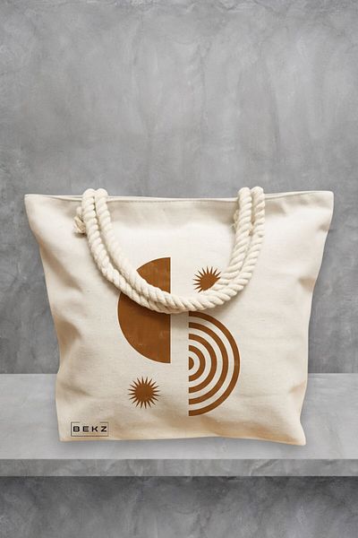 BEKZ Geanta de plaja, model Solar Energy, 40x51 cm, Crem, BEKZ®