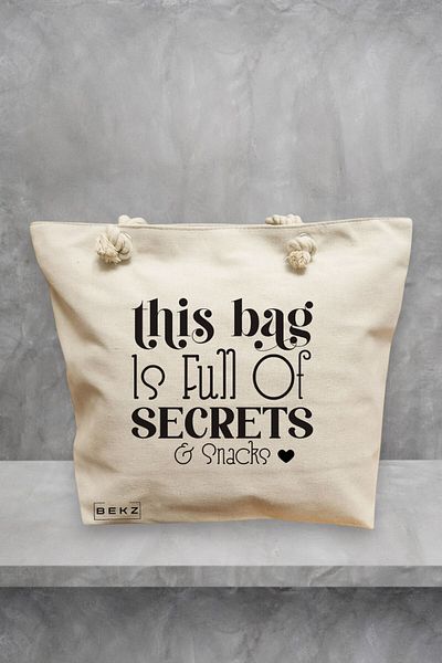 BEKZ Geanta de plaja, model Full of secrects and snacks 2, 40x51 cm, Crem, BEKZ®