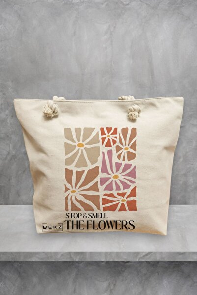 BEKZ Τσάντα θαλάσσης Boho Style 3, 40x51 εκ., Κρεμ, BEKZ®