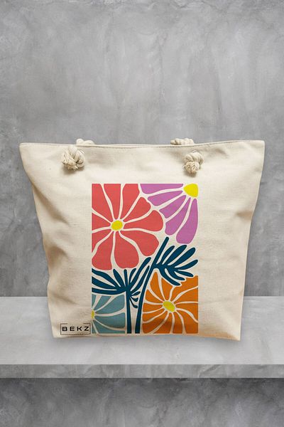 BEKZ Geanta de plaja Boho Style 11, 40x51 cm, Crem, BEKZ®