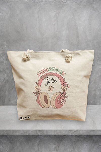 BEKZ Τσάντα θαλάσσης, μοντέλο Audiobook Girlie 2, 40x51 εκ., Κρεμ, BEKZ®