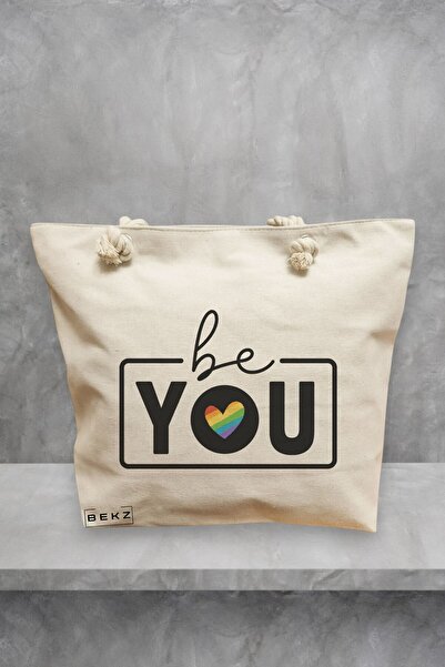 BEKZ Τσάντα θαλάσσης, Be you model, 40x51 cm, Κρεμ, BEKZ®