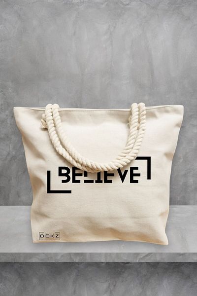 BEKZ Geanta de plaja, model Believe, 40x51 cm, Crem, BEKZ®