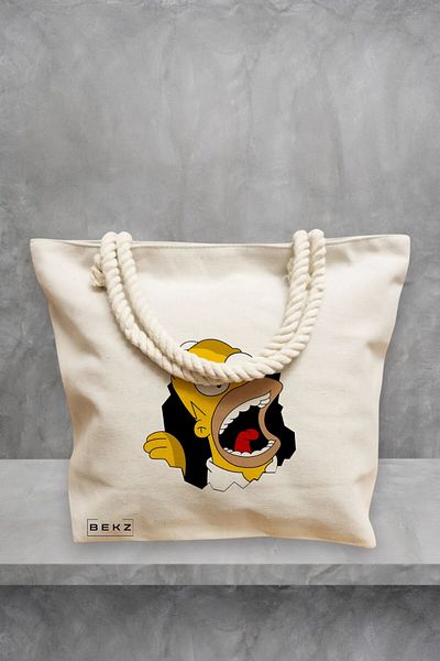 BEKZ Geanta de plaja, model Homer, 40x51 cm, Crem, BEKZ®