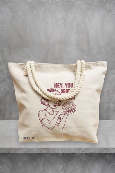 BEKZ Geanta de plaja, model Hey, you dropped this, 40x51 cm, Crem, BEKZ®