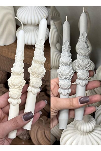 SCA CANDLE Dekoratif Mum Şamdan Mum ikili Mum Açık Gri