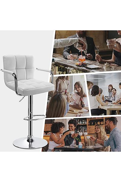 MAPLE HOME DECORATION Maple Home PU Leather Adjustable Swivel Bar Stools Counter Height for Kitchen Office Styles (2Pcs)