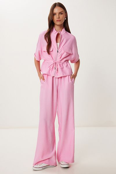 Lovelyİstanbul Set de pantaloni cu efect de șifonat ROZ ÎNCHIS LDP0053