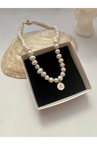 JOVİ ATELİER Sertifikalı Gerçek Doğal Beyaz Inci Kadın Kolye Çelik Bağlantı A...