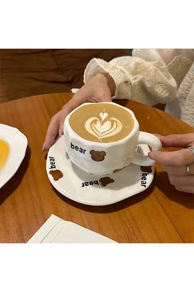Generic Ceramic Mug with Bear Head Design
