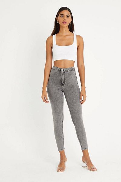 Harmony Καπνιστό ψηλόμεσο Skinny Jean μπροστινό παντελόνι χωρίς τσέπη
