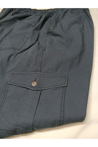 AKTEZ-EL Large Size Men's Linen Pants with Elastic Waist and Legs 97% Cotton 3% Lycra Dark Navy Blue