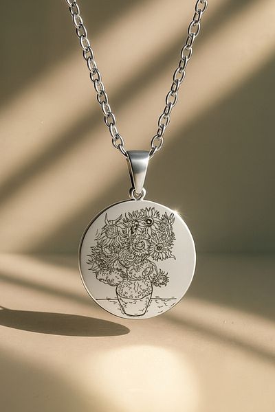 ArtinArt Sunflowers (Sunflowers)- Vincent Van Gogh |   316L Steel Necklace