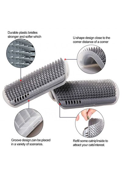 Bogadini Corner Brush For Cats With Catnip Self-Grooming Easy Assembly Durable Material