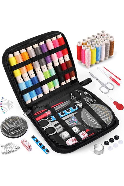 Bogadini Kit Cusut Portabil Compact Pentru Calatorii Si Uz Casnic Cu Accesorii Textile Diverse