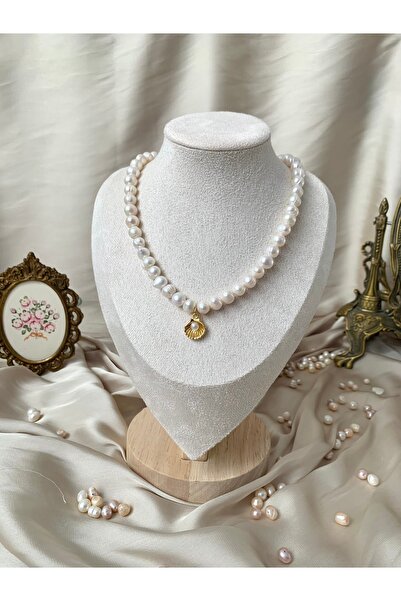 JOVİ ATELİER Sertifikalı Gerçek Doğal Beyaz Inci Kolye Çelik Bağlantı Aparatl...