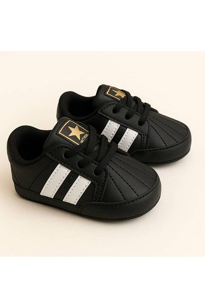 mia mia Black and White Sports Style Baby Booties Size 18-19