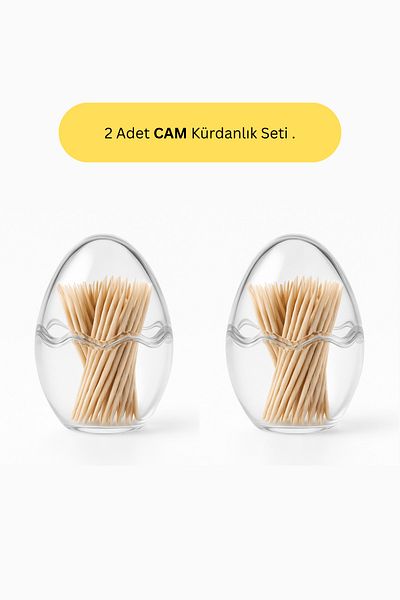 FAIR HOME Set of 2 Glass Egg Toothpick Holders