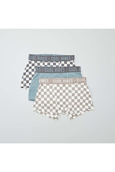 KIABI Pack of 3 pairs of stretch boxer shorts BROWN